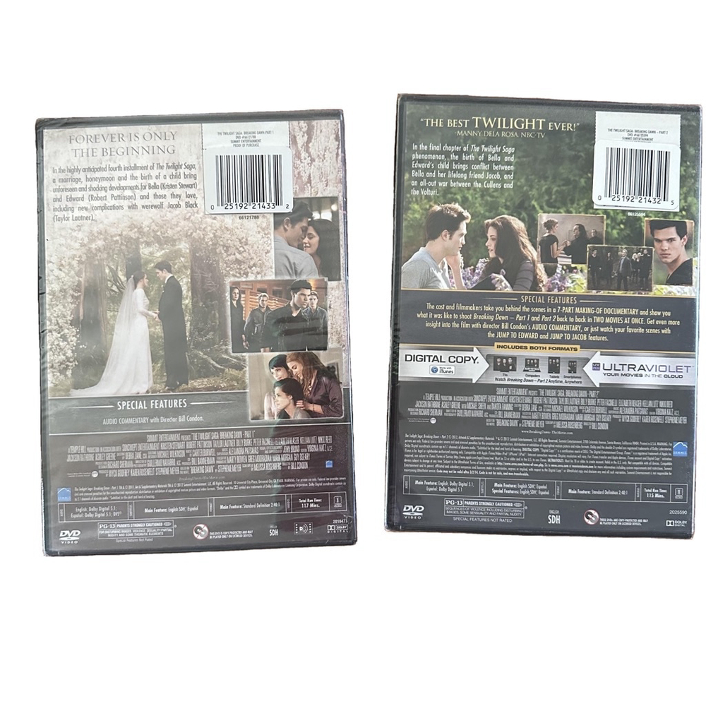 NWT Sealed! DVD Set Twilight Saga Breaking Dawn Part 1 & 2 - Picture 2 of 6
